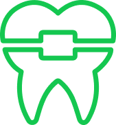 icone de um dente com aparelho dentário